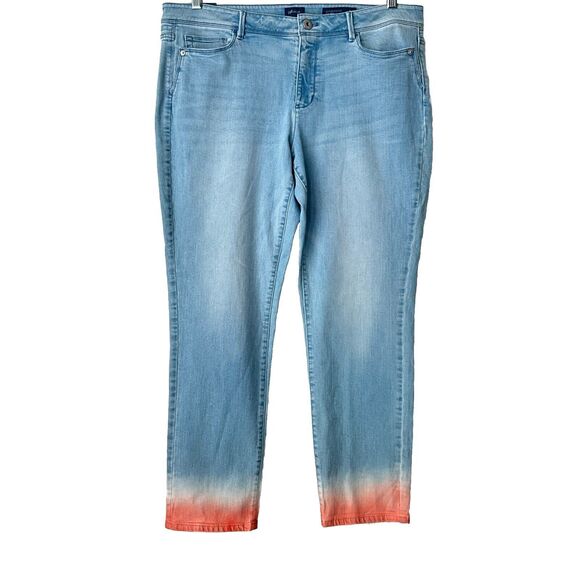 J. Jill Authentic Fit Light Blue Slim Ankle Dip Dye Hem Denim 14 - Picture 2 of 8